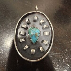 Silver and turquoise pendant. Indian